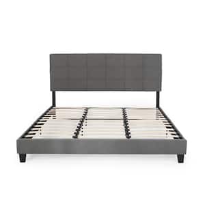 Eveleth Charcoal Grey Wood Upholstered King Bed Frame