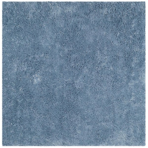 SAFAVIEH Classic Shag Ultra Light Blue 7 ft. x 7 ft. Square Solid Area Rug