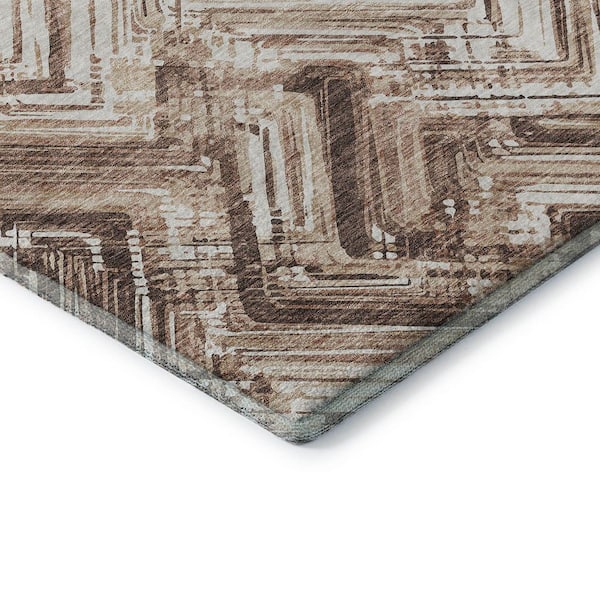 Mayfield Premium Machine Washable Indoor/Outdoor Geometric AMF630 Brown 5 ft. x 7 ft. 6 in. Area Rug