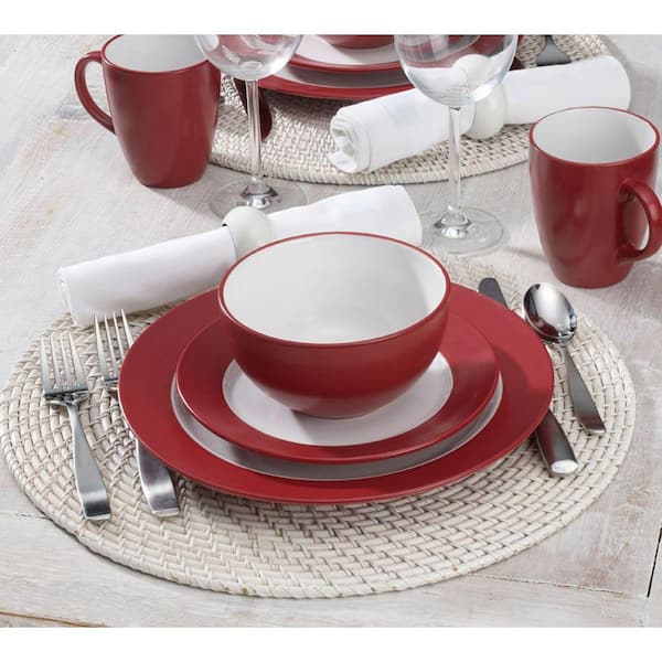 Harmony 16-Piece Casual Red Stoneware Dinnerware Set (Set for 4)