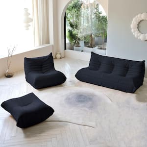 69 in. Armless 3-Piece 5-Seater Removable Cushions Sofa in Black