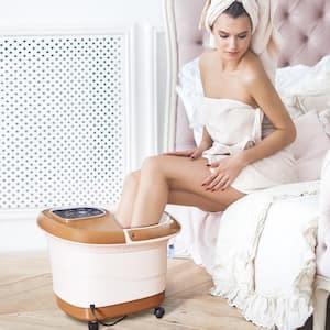 All-In-One Foot Spa Bath Massager Tem/Time Set Heat Bubble Vibration with 6 Roller