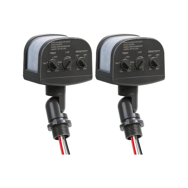 240° Motion Sensing Brown Security Flood Light Sensor 3 Modes Adjustable LUX Range 60 ft. 2 Pack