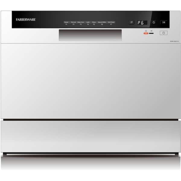 21 in. White Digital Portable 0120-volt Dishwasher with 7-Cycles with 6-Place Settings Capacity