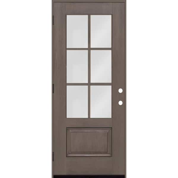 Steves & Sons Regency 32 in. x 80 in. 3/4-6 Lite Clear Glass RHOS Ashwood Stain Fiberglass Prehung Front Door