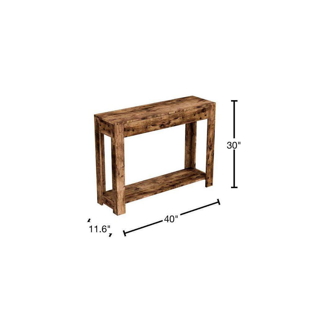 Transitional Brown Reclaimed Wood Console Table with Storage