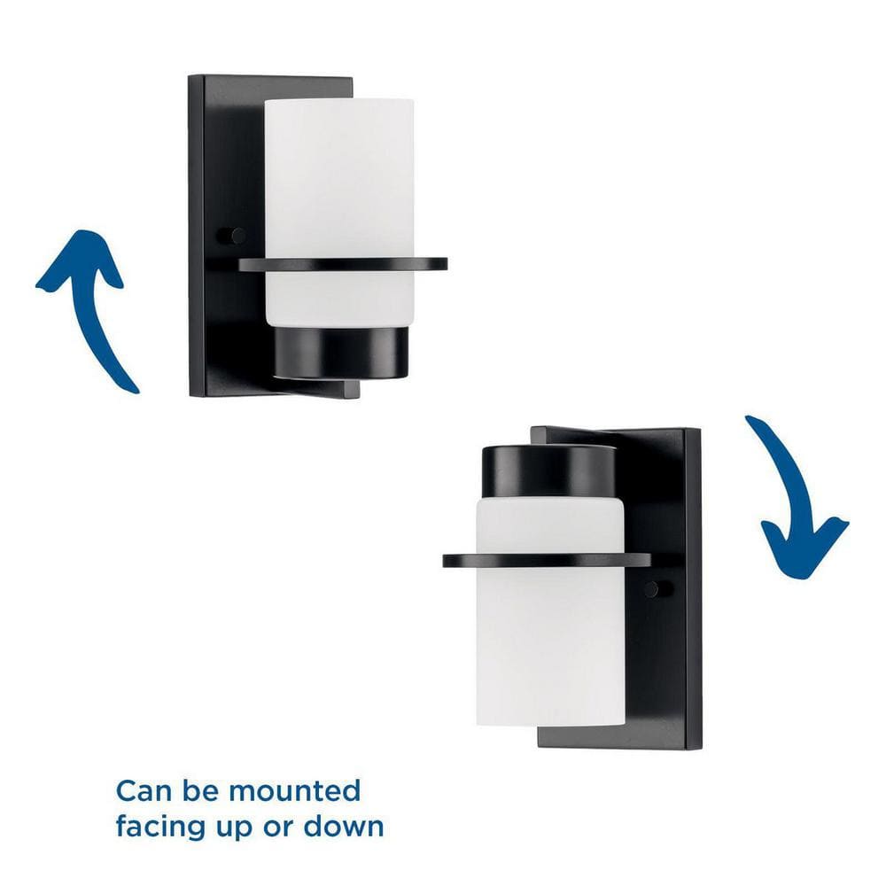 Matte Black Cylinder Outdoor Wall Sconce with White Glass Shade