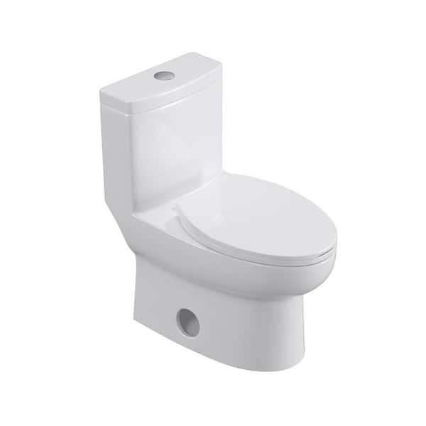 Flynama 12 in. Rough-In 1-piece 1.27 GPF Dual Flush Elongated Toilet in White (Seat Included)