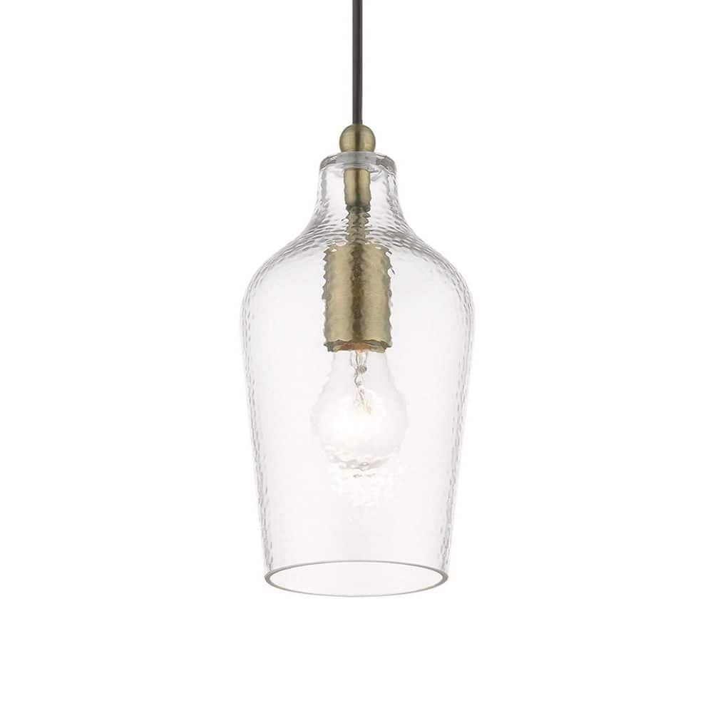 Avery Mini Pendant in Antique Brass with Clear Glass
