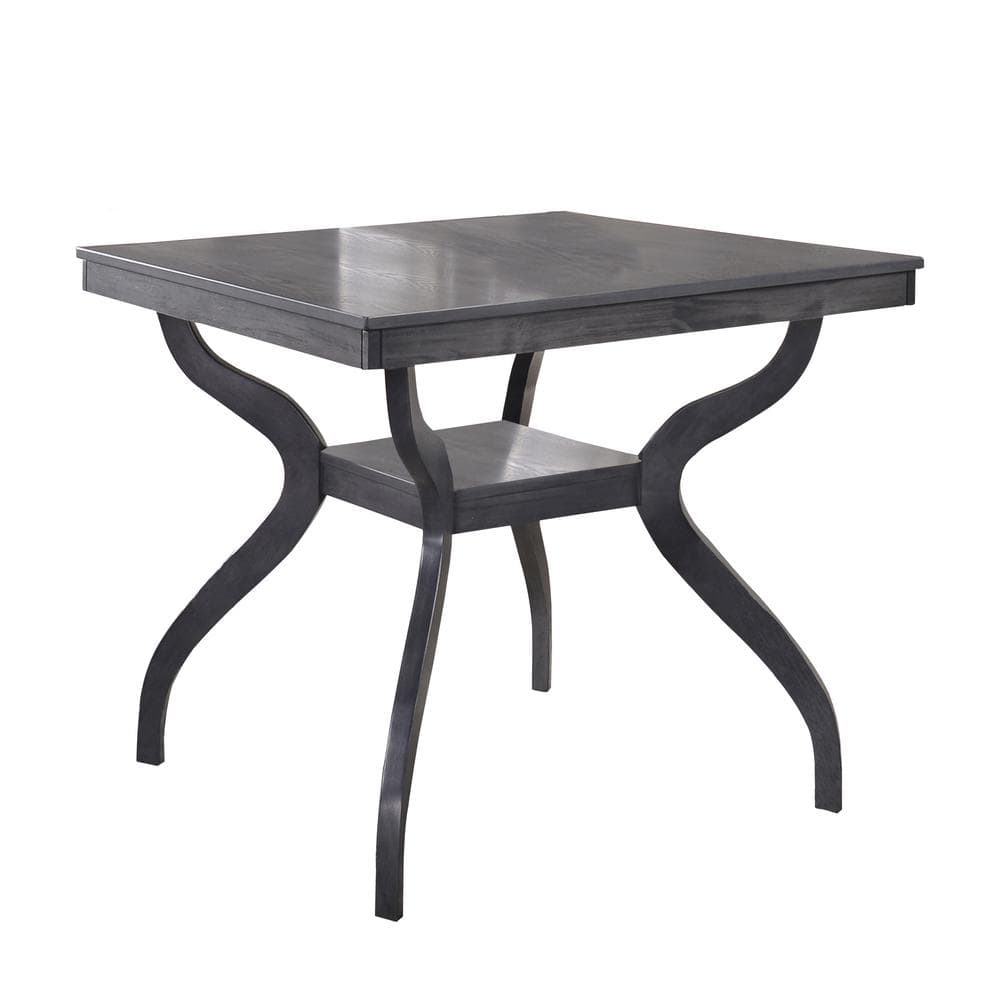 Gray Wood Counter Height Dining Table with Curved Legs