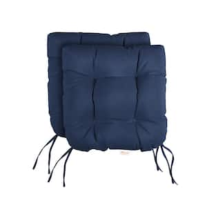 Sunbrella Canvas Navy Tufted Chair Cushion Round U-Shaped Back 19 x 19 x 3 (Set of 2)