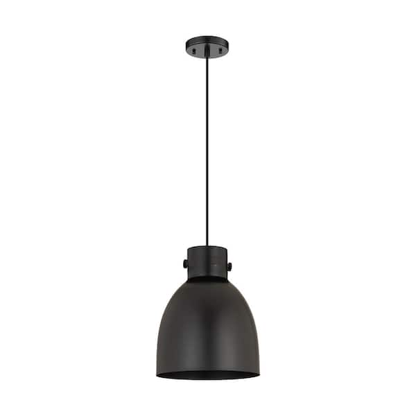 Innovations Newton Bell 100 Watt 1 Light Matte Black Shaded Pendant Light With Metal Shade 410