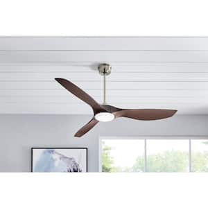 Marlon 66 in. Integrated LED Indoor Brushed Nickel Ceiling Fan with Light and Remote Control