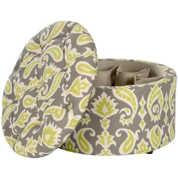 SAFAVIEH Tanisha Green/Gray Storage Ottoman