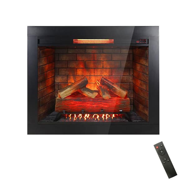 37.8in. Infrared Electric Fireplace Inserts with Trim Kit,Touch Panel Heater,Smokeless Firebox with Fire Crackling Sound