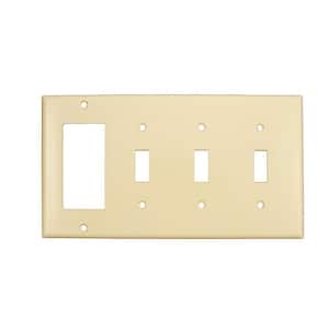 Ivory 4-Gang 3-Toggle/1-Decorator/Rocker Wall Plate (1-Pack)