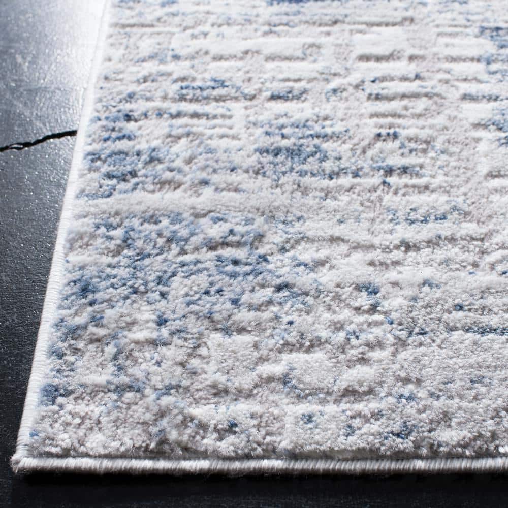 Amelia Blue and Grey Abstract Pattern 8' x 10' Synthetic Area Rug