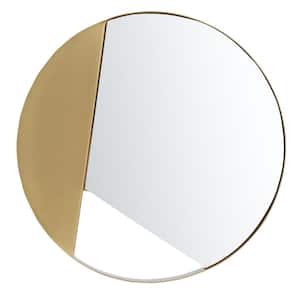 Bryley 16 in. W x 16 in. H Iron Round Modern Brushed Brass Solid Frame Wall Mirror
