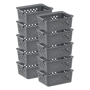 7 qt. Organizer Storage Basket in Gray with Built in Handle (10-Pack)