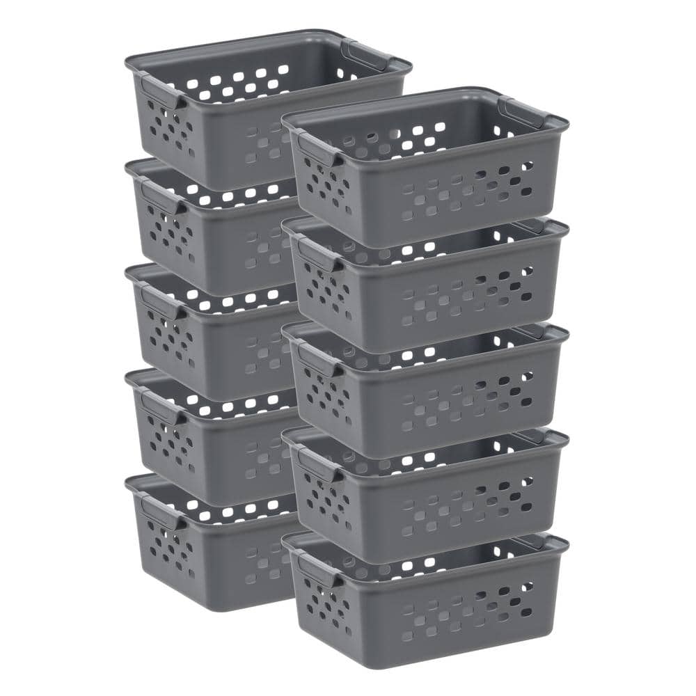 7 qt. Organizer Storage Basket in Gray with Built in Handle (10-Pack) price history on PriceWatchPro