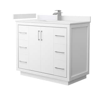 Icon 42 in. W x 22 in. D x 35 in. H Single Bath Vanity in White with White Cultured Marble Top