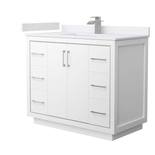 Wyndham Collection Icon 42 in. W x 22 in. D x 35 in. H Single Bath Vanity in White with White Cultured Marble Top