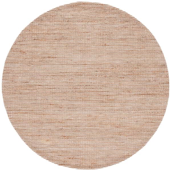 Natural Fiber 4 ft. x 4 ft. Round Natural/Beige Solid Woven Area Rug