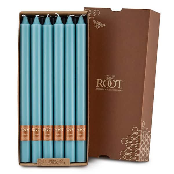 ROOT CANDLES Smooth Arista 12 in. Sky Blue Unscented Taper Candle (Set of 12)