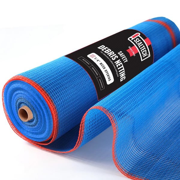 SEALTECH Blue-4 ft. X 100 ft. Debris Netting Rolls - Fire Retardant,1/4 in. Mesh Roll