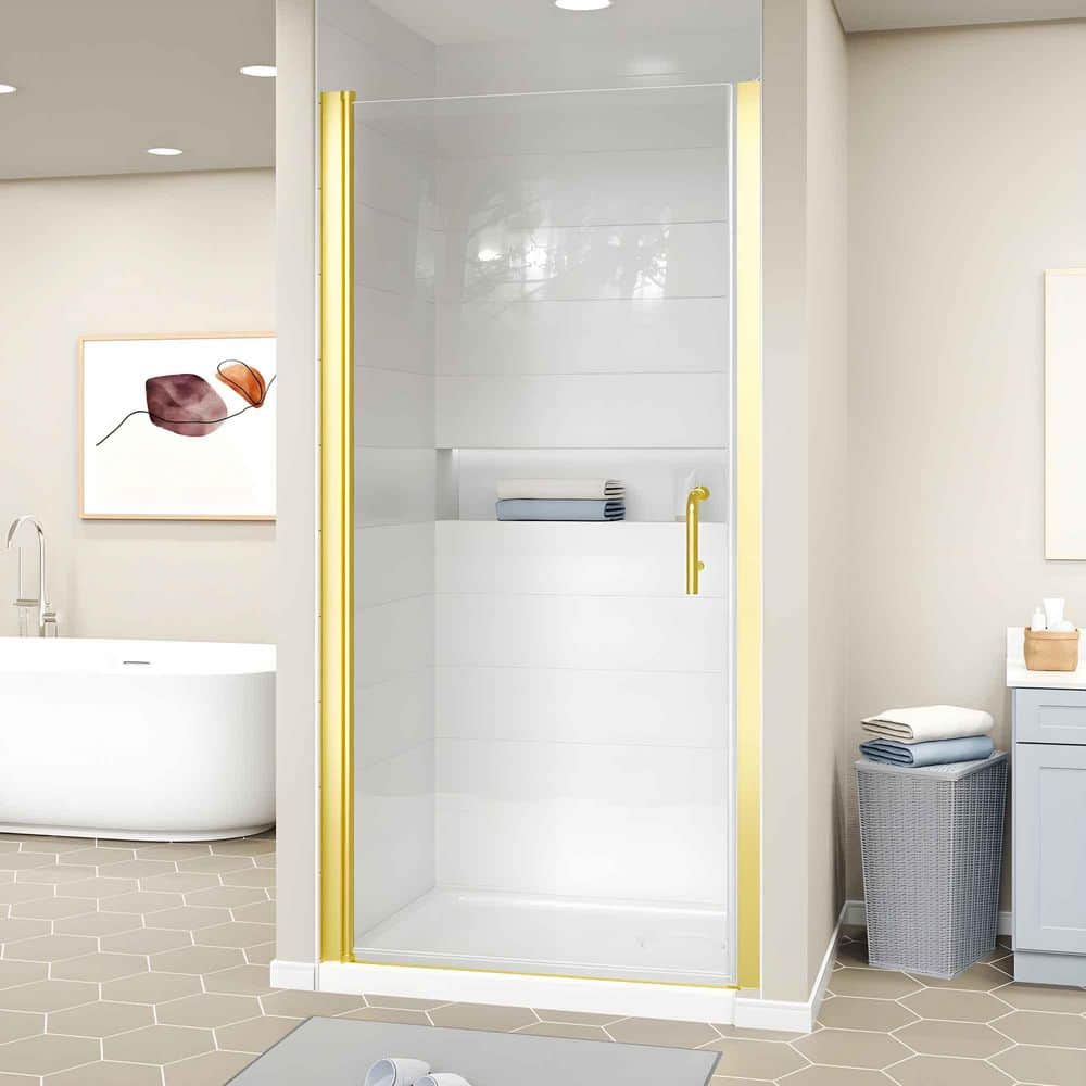 36-37.9 in. W x 72 in. H Pivot Swing Frameless Shower Door with 1/4 in Clear SGCC Tempered Glass and Brushed Gold Finish price history on PriceWatchPro
