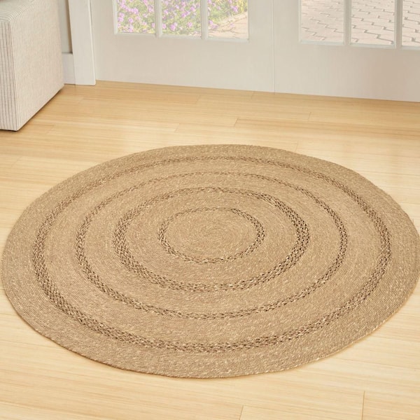 Natural Seagrass Natural 3 ft. x 3 ft. Solid Contemporary Round Area Rug