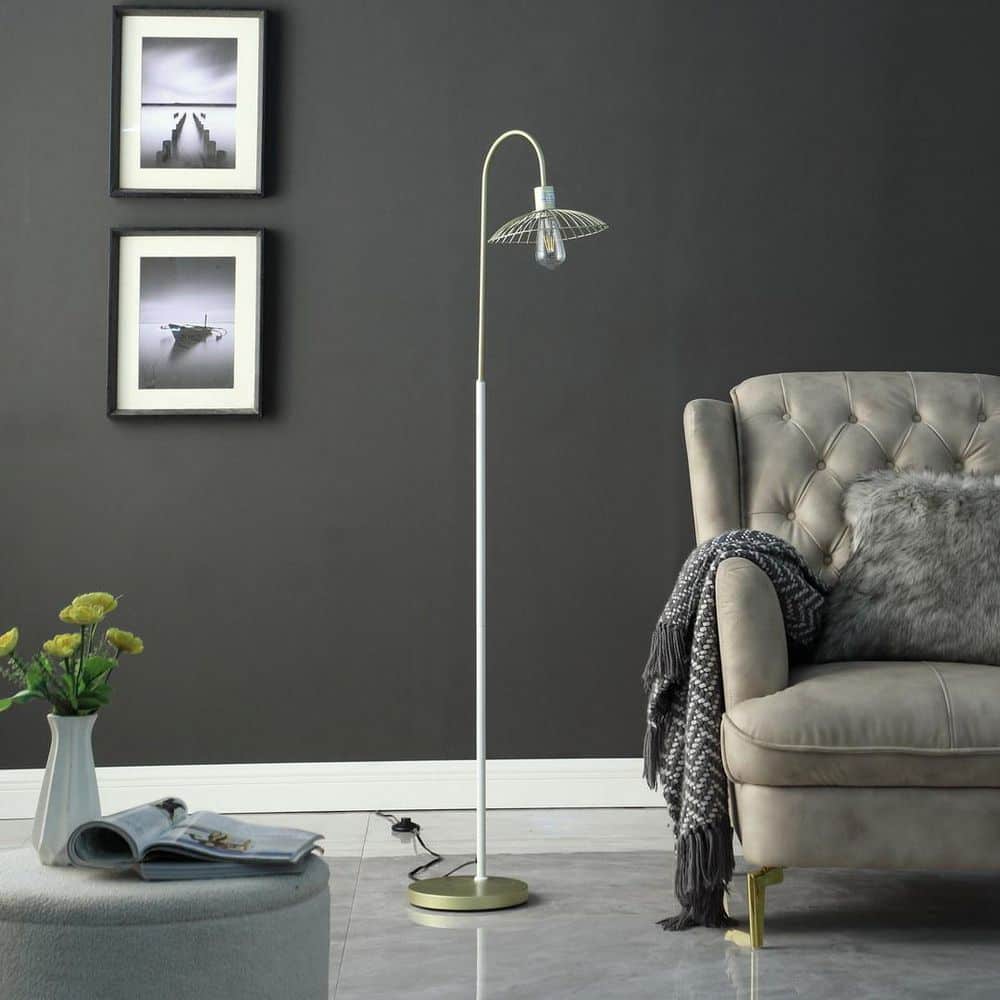 64.3 in. Matte Gold&White Metal Floor Lamp 1-Light price history on PriceWatchPro