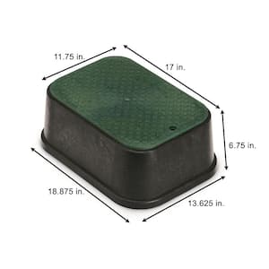 14 in. x 19 in. Rectangular Valve Box Extension and Cover, 6-3/4 in. Height; Black Box, Green Cover