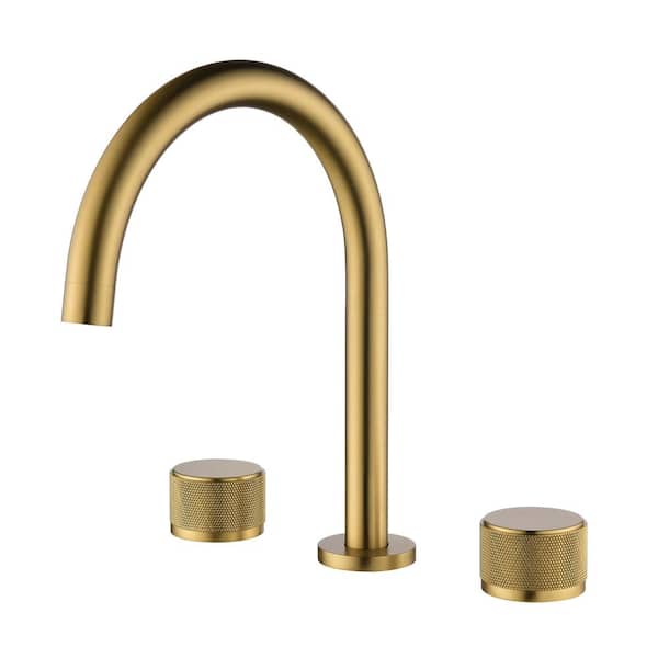 AIMADI 8 in. Widespread Double Handle Bathroom Faucet Brass 3-Hole Bathroom Sink Faucets in Brushed Gold