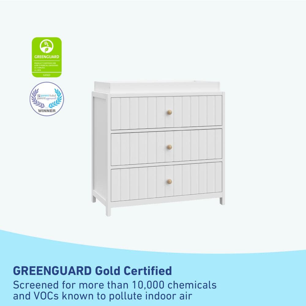 White 3-Drawer Chest with Changing Table Topper