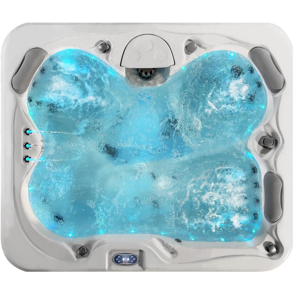 Excellence 4-Person Grey and White Rectangular Hot Tub with 41 Jets