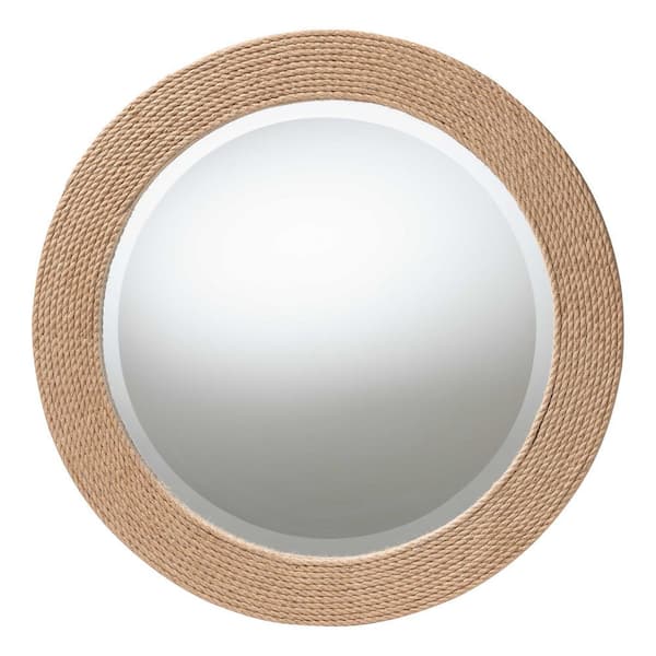 Nieva 30 in. W x 30 in. H Round Woven Jute Framed Mirror