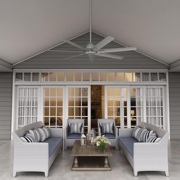 Hunter - Downtown 60 in. 6-Speed Ceiling Fan in Matte Silver with Wall Control For Patios or Bedrooms