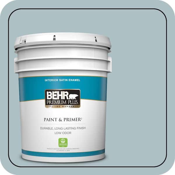 BEHR PREMIUM PLUS 5 gal. #PPU13-14 Ozone Satin Enamel Low Odor Interior Paint & Primer
