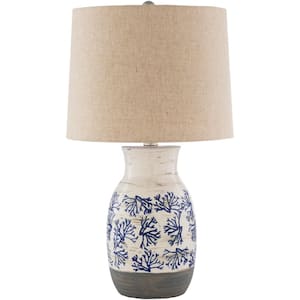 Pinosava 21 in. Multi-Color Indoor Table Lamp with Off-White Barrel Shaped Shade