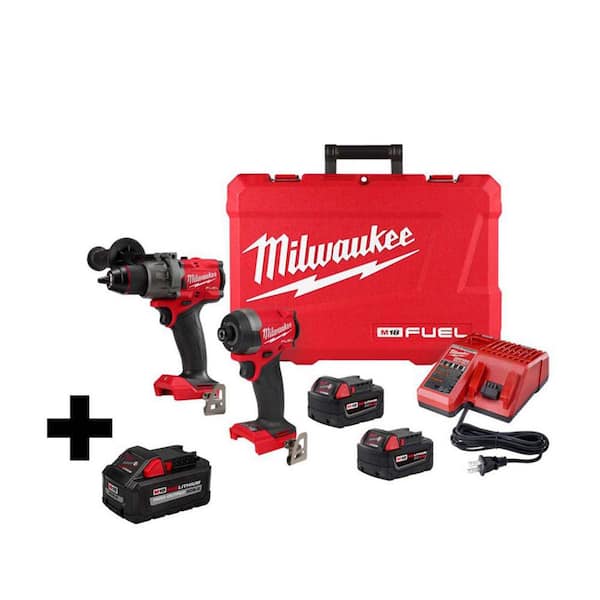 Milwaukee M18 FUEL 18-Volt Lithium-Ion Brushless Cordless Hammer Drill and Impact Driver Combo Kit with 8.0 Ah High Output Battery