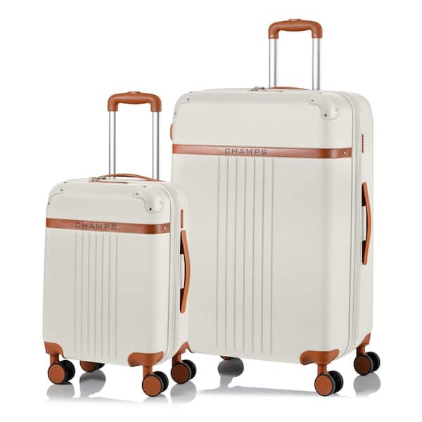 CHAMPS Vintage 29 in., 20 in. Ivory Hardside Luggage Set with