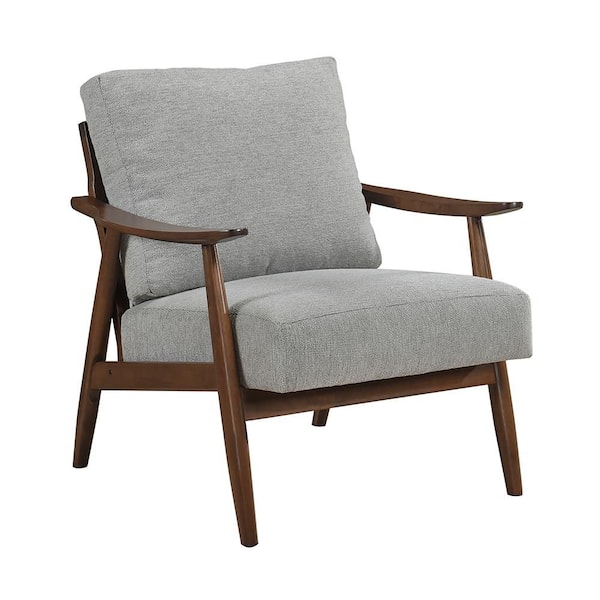 Zachary Gray Textured Fabric Upholstery Accent Arm Chair