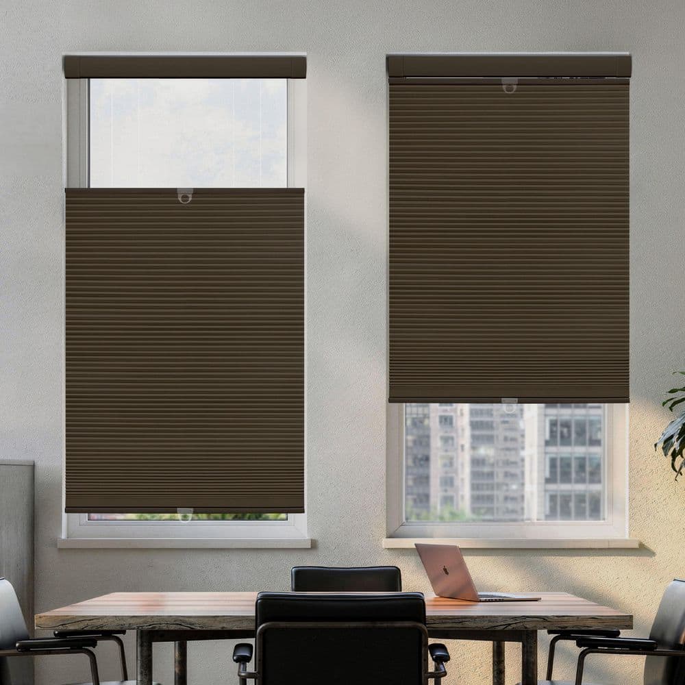 Dark Coffee Cordless Blackout Top Down Bottom Up No Drill No Tool Polyester Cellular Shades - 34 in. W x 64 in. L price history on PriceWatchPro