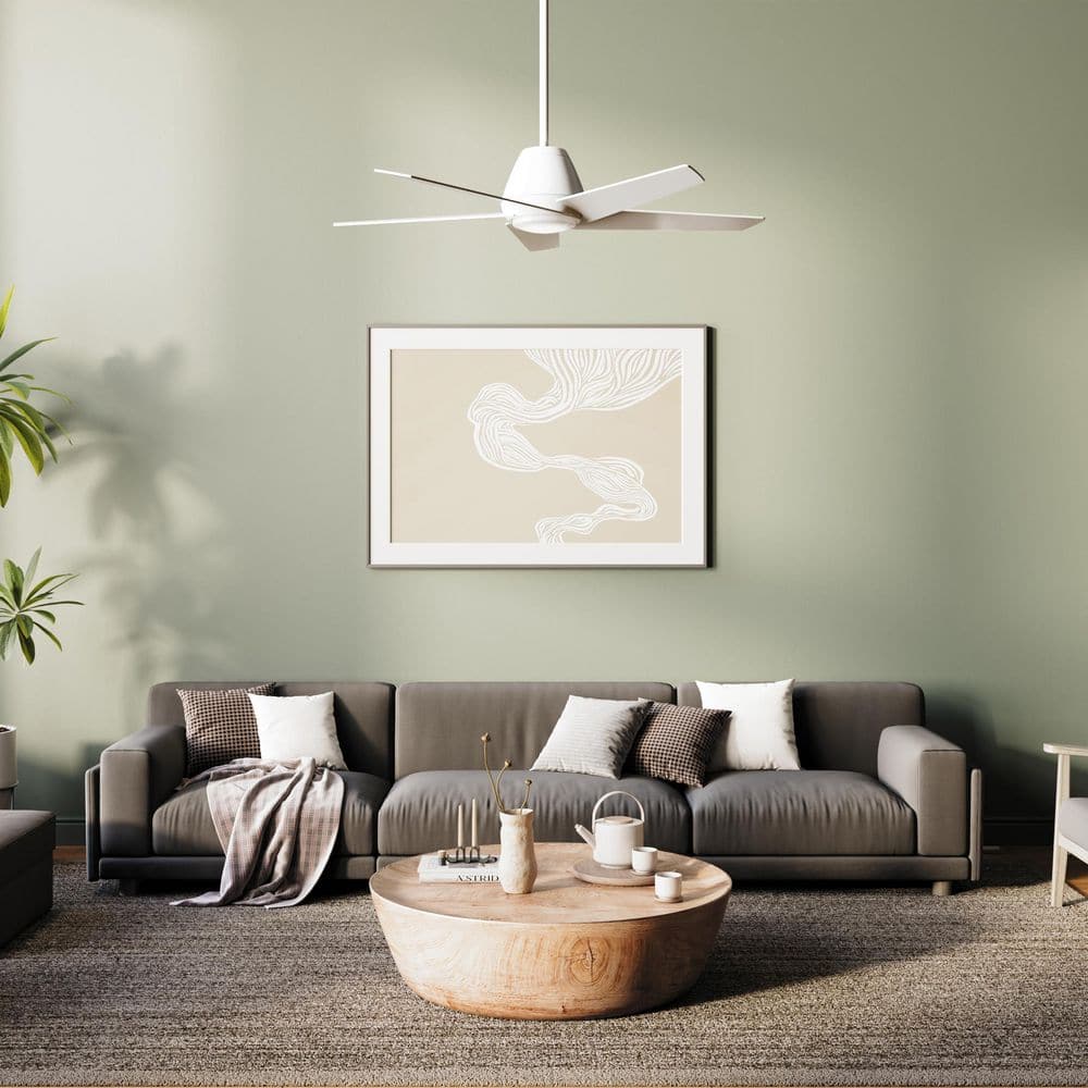 Gust 54 in. Indoor Integrated LED Matte White Standard Downrod Mount Modern Ceiling Fan with Remote price history on PriceWatchPro