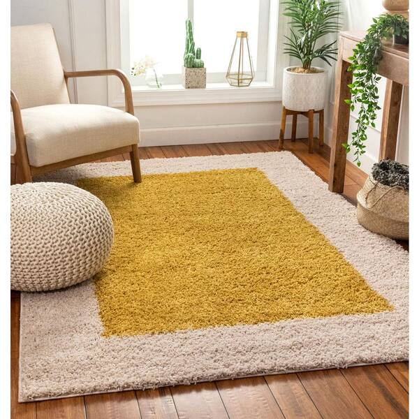Modern Solid Color Border Chic Area Rug, Solid Color Area Rugs 3 X 5