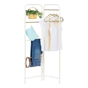 Metal Clothing Rack, Clothes Organizer, Foldable, Metal Garment Rack, White,26.38 in. L x 13.78 in. W x 59.06 in. H