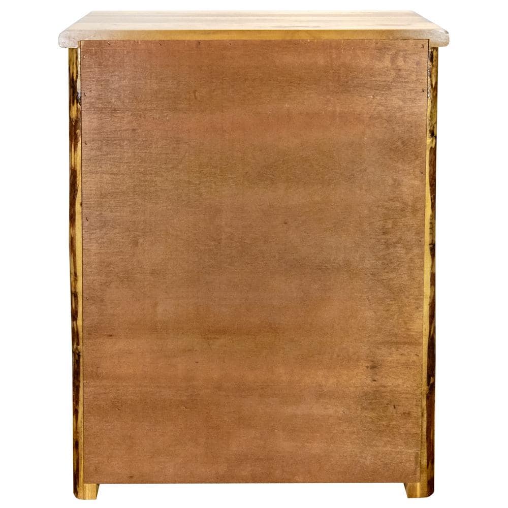 Brown Lacquer Lodgepole Pine Accent Cabinet with Adjustable Shelving