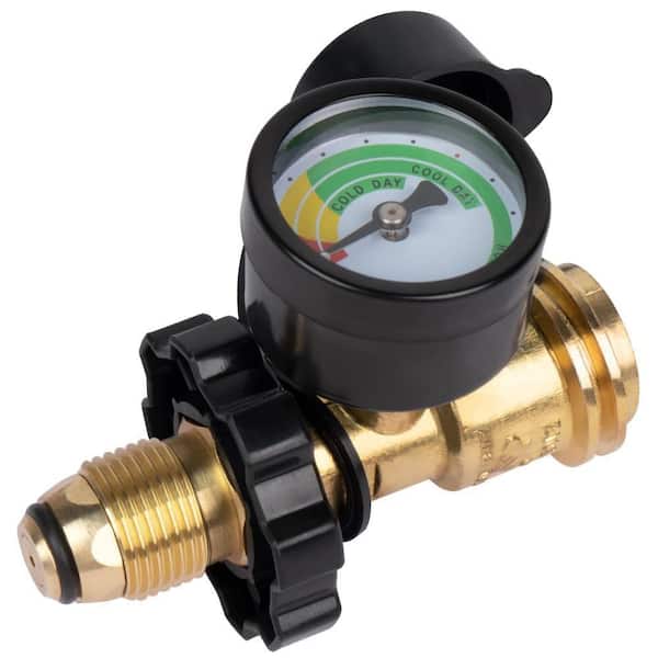 Solid Brass Propane Refill Adapter Conversion Kit with Valve and Gauge