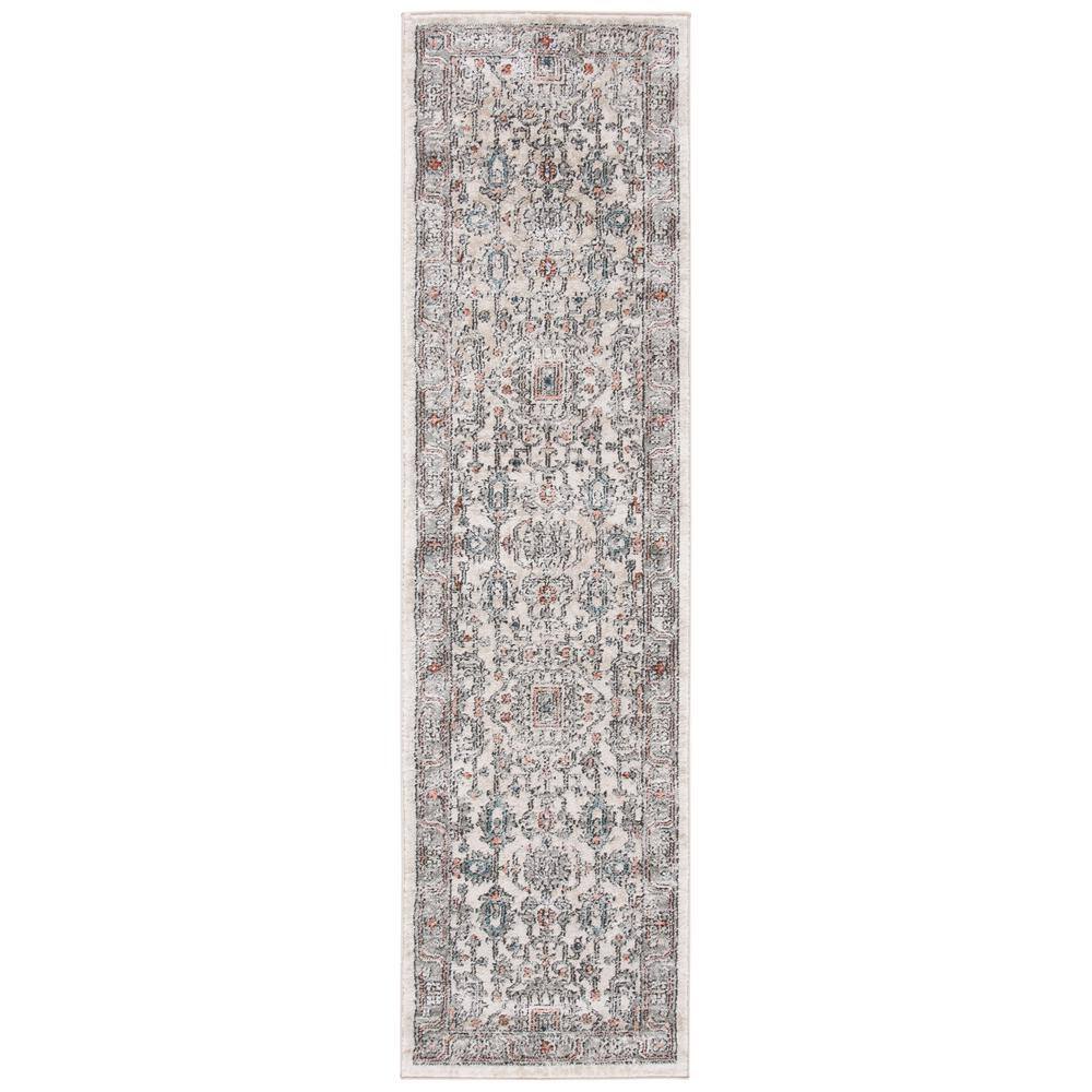 Grey and Ivory Medallion Hand-Knotted Runner Rug